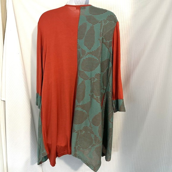 Aster Orange Turquoise Open Waterfall Cardigan Size Medium - Picture 4 of 5